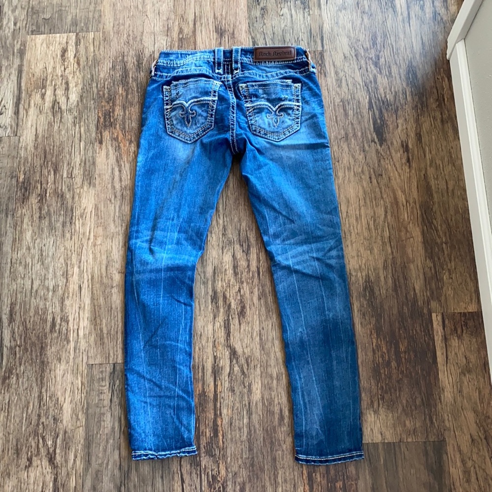 Rock Revival Distressed Blue Jeans